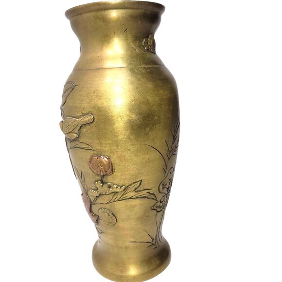 7"   19th Century  Japanese Meiji Period  Bronze / Copper Mixed Metal Vase - Picture 4 of 10
